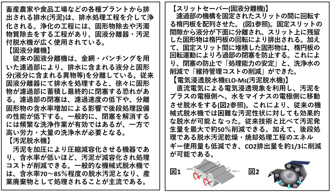 電気浸透脱⽔機ELO-Ms(汚泥脱⽔機)/スリットセーバー(固液分離機)