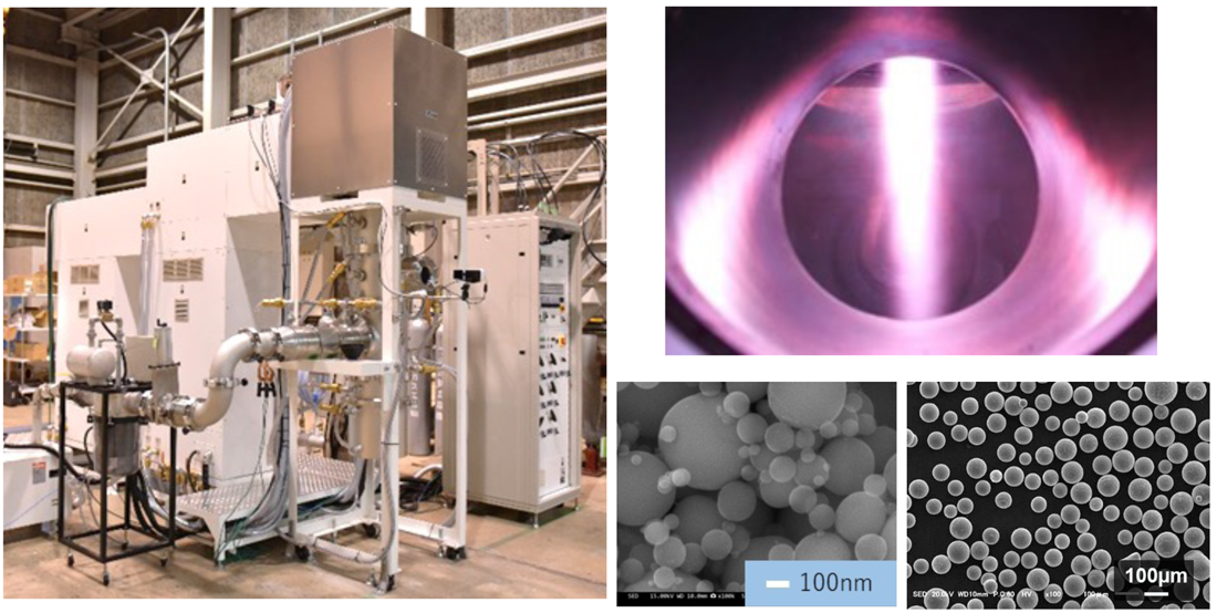 プラズマスプレー法を⽤いた⾼機能粒⼦製造装置及び受託試験